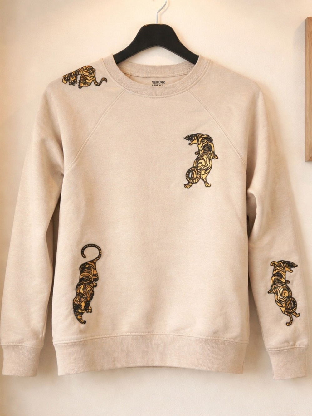 Back When Brand for Anthropologie Cream Tigers flocked Sweatshirt